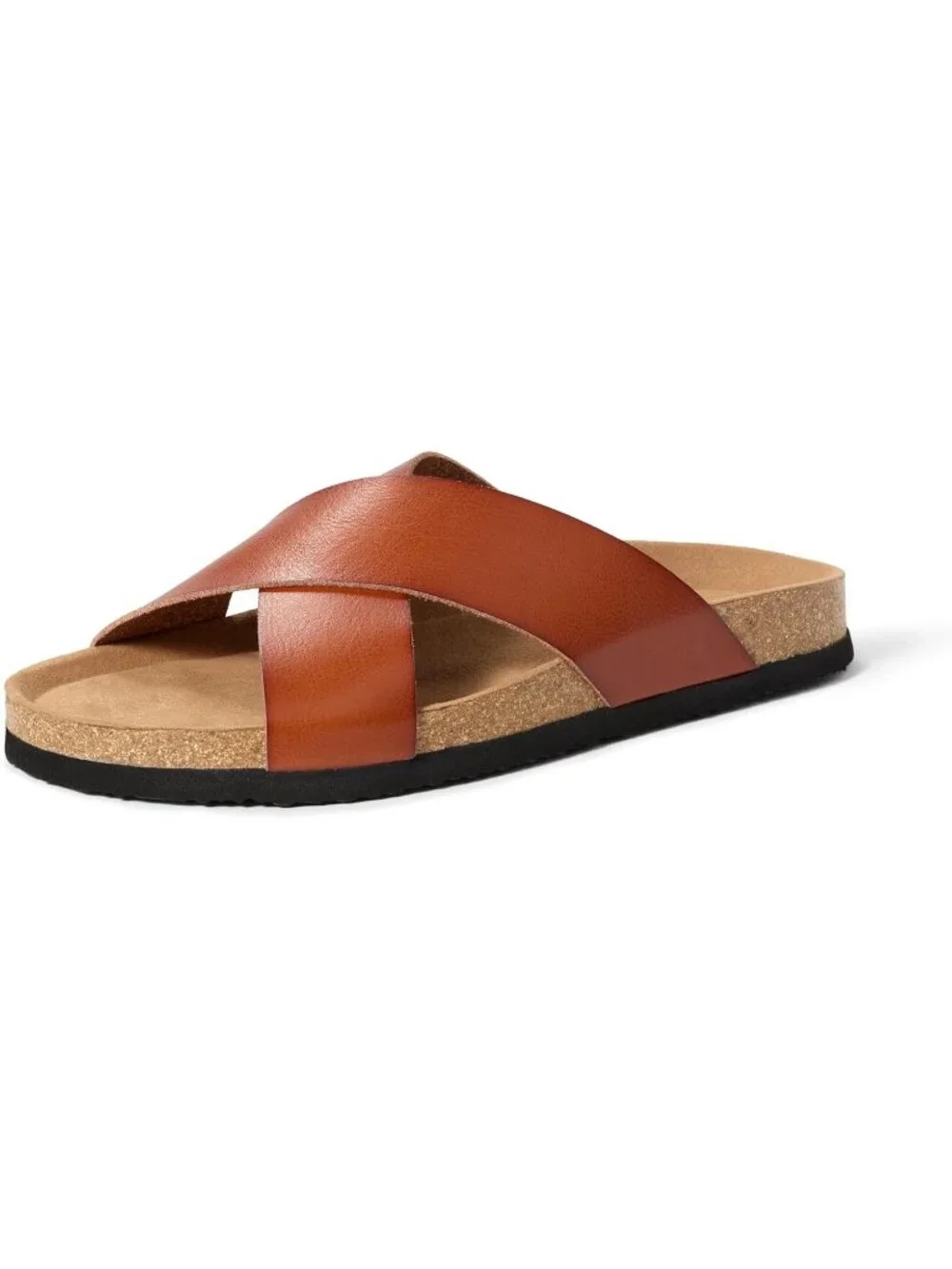 Men's Tan Faux Leather Imported Crossover Sandals Casual
